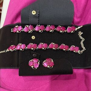Antique Pink Floral Jewelry Set